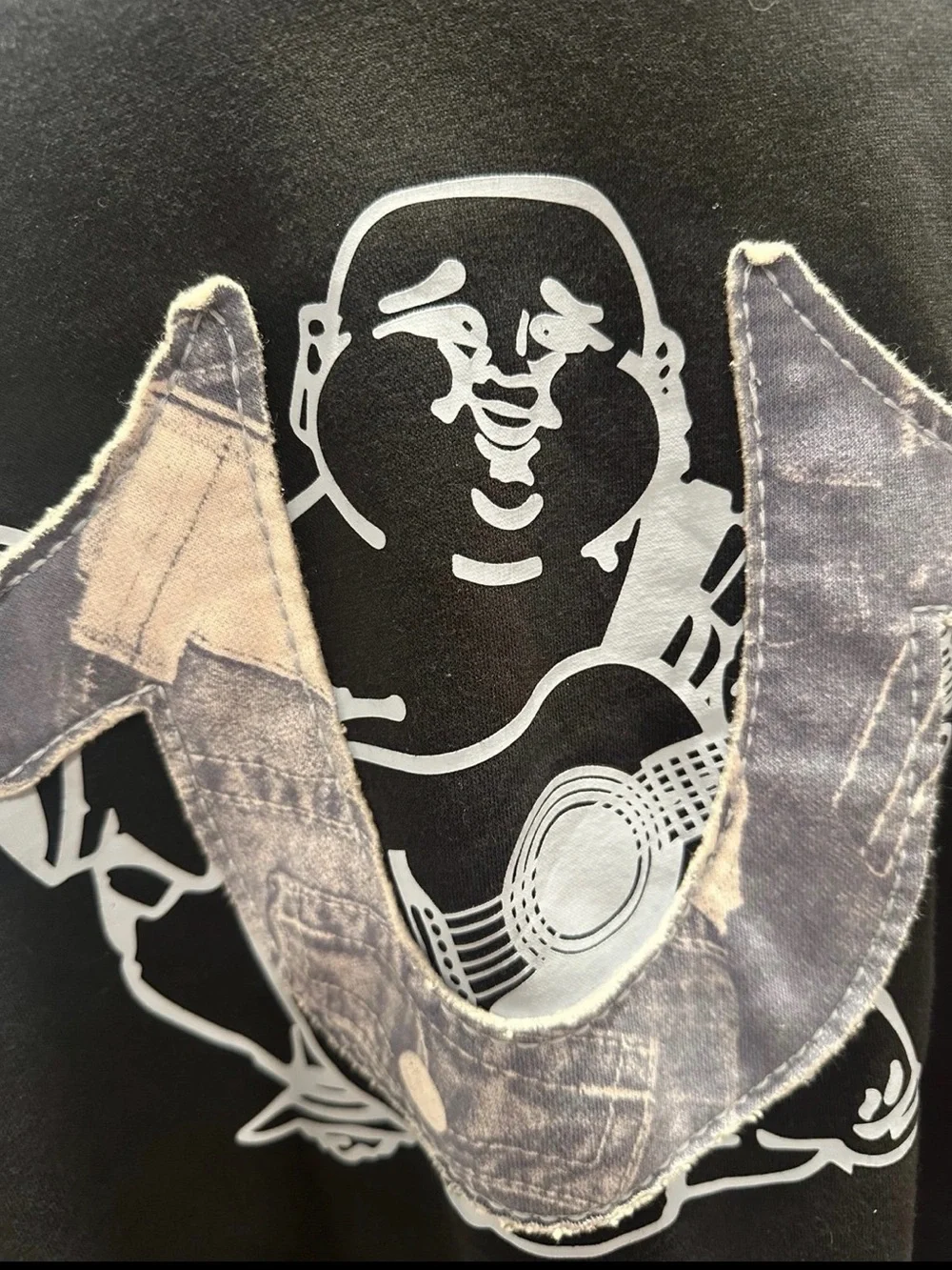 True Religion Black Zip-Up Hoodie with White Logo